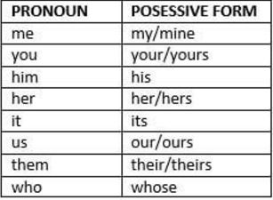 Possessive Nouns Chart